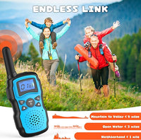 Wishouse Walkie Talkies for Kids Rechargeable with USB Charger 6000mAh Battery,Outdoor Camping Games with Flashlight Lanyard,Toys for Girls,Halloween Xmas Birthday Gift for Children 2 Pack Red Blue