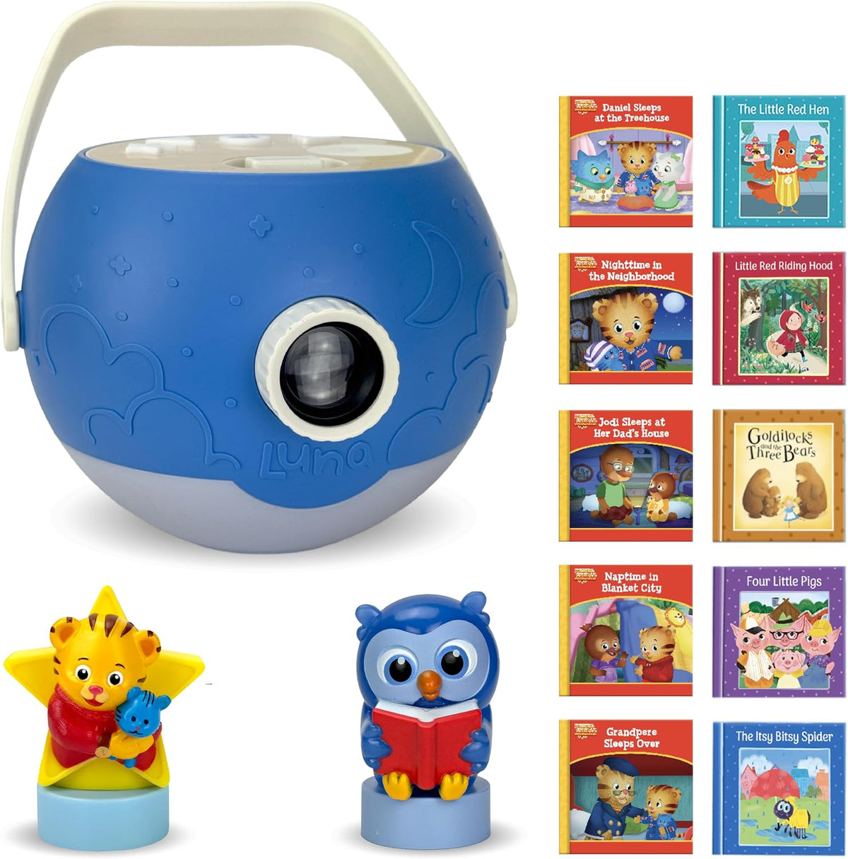 Kids Pink Book Projector, 5 Read Aloud Fairytale Stories - Daniel Tiger, Owl & Projector