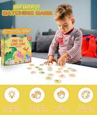 Wooden Memory Game for Kids, 24 Dinosaur Matching Cards – Fun for Kids & Family - image 2