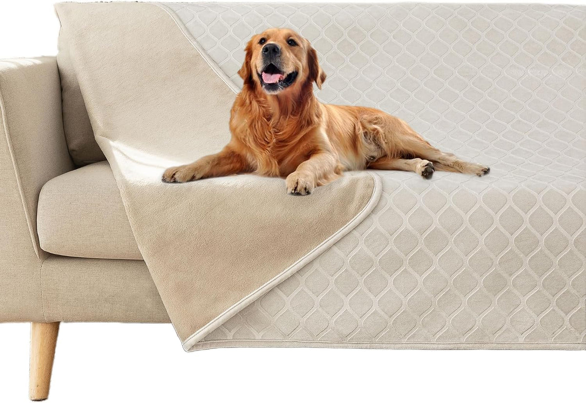 Waterproof Dog Blanket, Soft Reversible Throw for Couch & Bed Protection – Essentials for Dogs - Cream+beige / 40x60 Inch (Pack of 1)