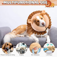 KOOLTAIL Inflatable Dog Cone Collar, Soft Dog Cone Alternative for Large Medium Small Dogs After Surgery, Adjustable Donut Neck Cone for Dogs Cats, Recovery E Collar with Enhanced Anti-Licking,Lion XL