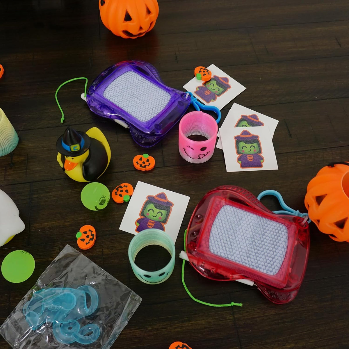 4E's Novelty 12 pack of mini magnetic drawing boards with keychain clips in assorted colors - view 7