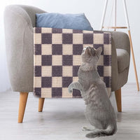 Sisal Cat Scratcher, [+ Catnip Fish Toy], Cat Wall Scratcher, Couch Protector from Cat Scratching, 24 X 15.8 with 12 Adhesive Velcro Stripes. (Checkered)