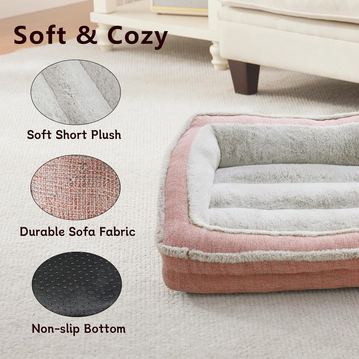Cat Couch for Pets, Washable Cat Beds for Indoor Cats - Pink / 26"L x 20"W x 9"Th - image 2
