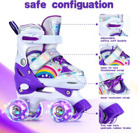 SHDSL pink rainbow light up adjustable roller skates for girls - view 11