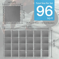 Art3d EVA Puzzle Exercise Mats, 24"x24", 1/2" Thick - Grey / 96 Sq.ft / 24 - image 2