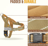 SlowTon No Pull Dog Harness and Leash Set, Heavy Duty - Tan / Medium - image 3