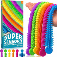 BUNMO Stretchy Strings, Stimulating & Fun Fidget Toys for Kids - Super Sensory - 6 Pack