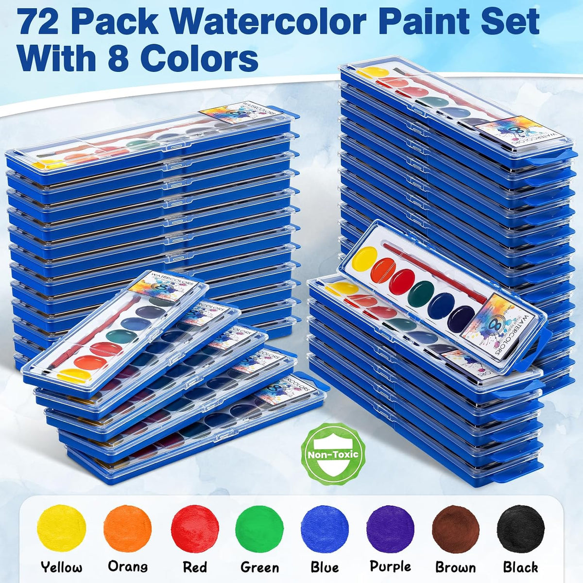 Jyusmile 36-pack washable watercolor paint set with 8 colors and a brush in each box - view 7