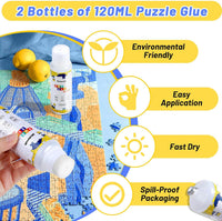 2 Pack 120ml Jigsaw Puzzle Glue with New Sponge Head - 2 Pack 120ml - image 2