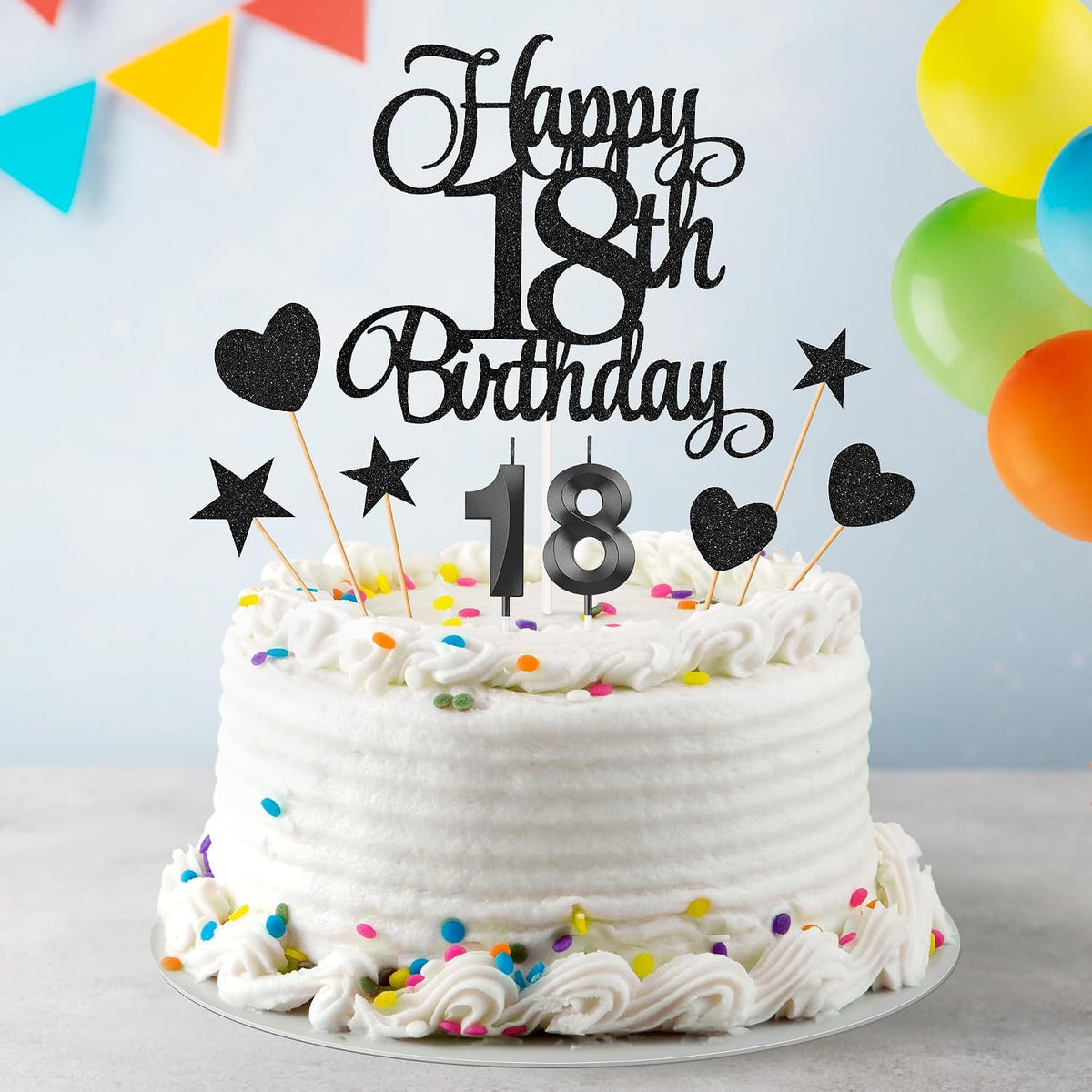 18th Birthday Cake Decorations - Black - image 3
