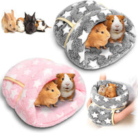 2 Pcs Guinea Pig Fleece Hideouts, Blue, Khaki, Star – Daily Care for Small Pets - Gray, Light Pink / Pentagram