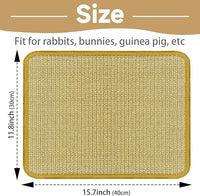 DYAUS Rabbit Scratching Pad, Sisal Bunny Scratch Pad, Natural Rabbit Foraging Mats for Cages, Indoor Bunny Toys Accessories for Bedding Biting Sleeping Resting (2PCS, 16x12in)