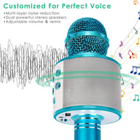 Kids Karaoke Microphone, Wireless Bluetooth Toy Microphone Christmas Gift – Fun for Kids & Family - Blue - image 2