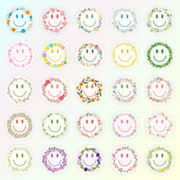 50PCS Smile Face Stickers Cute Water Bottle Stickers for Kids – Fun for Kids & Family - 50pcs Flower Stickers - image 3