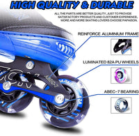 PAPAISON Adjustable Inline Skates for Kids and Adults with Full Light - Blue / Small - Little Kid (11C-1 US) - image 3