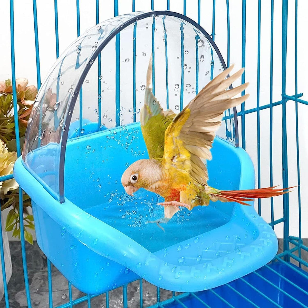 Bird Bath Box Hanging Birdbath Toy Parakeet Caged Bathing Tubs – Essentials for Birds
