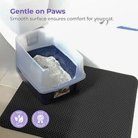 iPrimio Large Cat Litter Trapper Mat with Exclusive Urine/Waterproof Layer - Cat Litter Mat - Larger Holes with Urine Puppy Pad Option for Messy Cats - Soft on Paws and Light - 30" x 23" (Black Color)