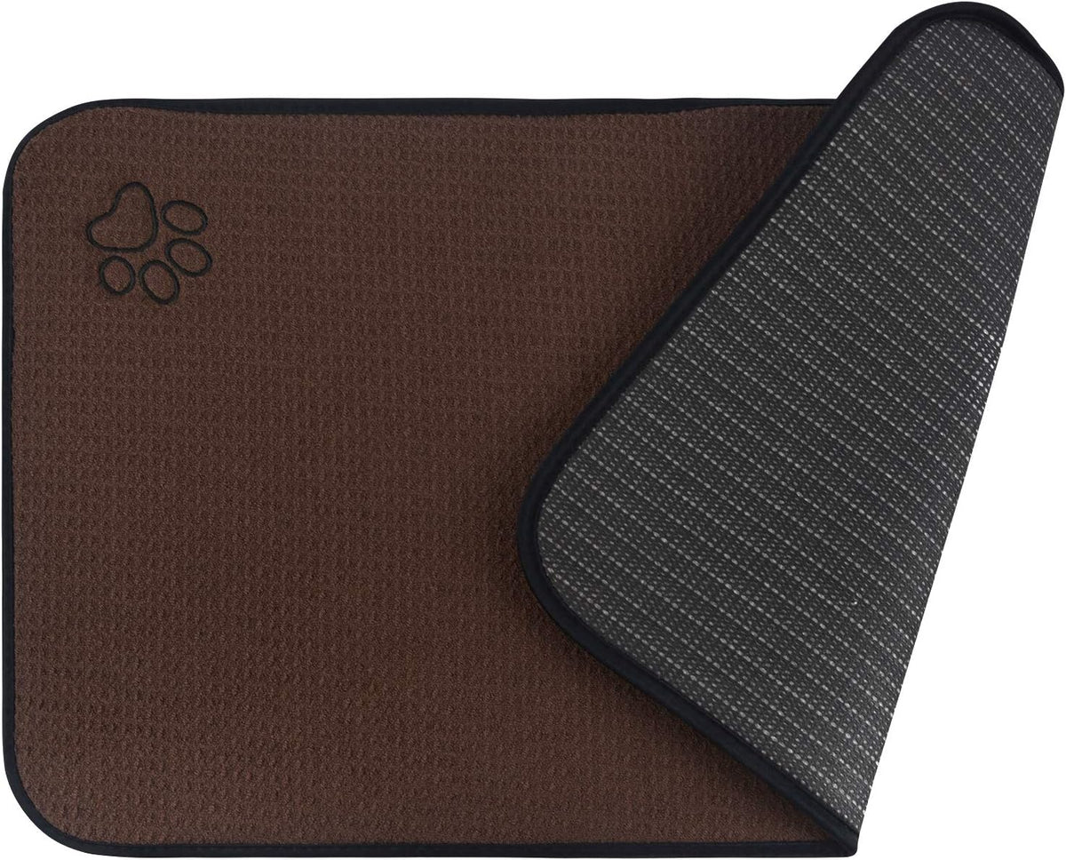 Dog Food Bowl Mat Pet Feeding Mat for Food Water 14.2x24In Grey – Essentials for Dogs - Brown Rectangle / 24"L x 14.2"W
