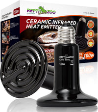 REPTI ZOO 100W Reptile Heat Lamp 2Pack Ceramic Heat Emitter Night - 100W/2PCS