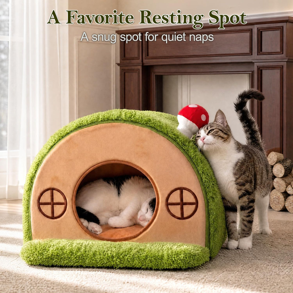 Cat House for Indoor Cats, Tree Hole Cat Bed Cave Hideaway - image 2