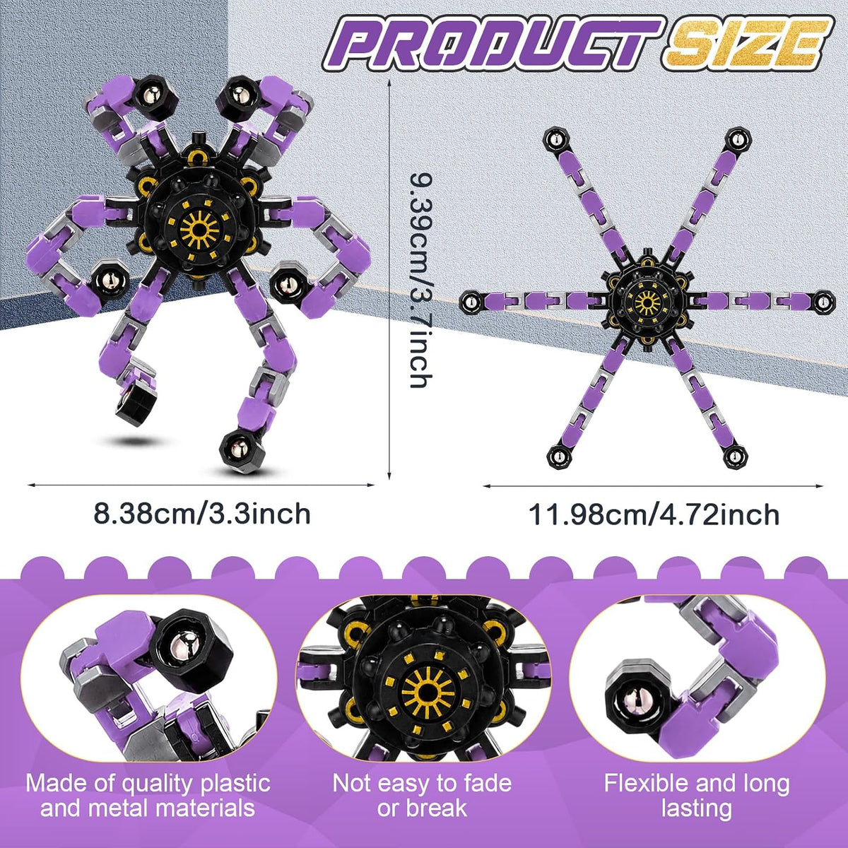 Jerify 40 pack transformable chain robot fidget spinner toys in five bright colors - view 21