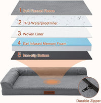 Orthopedic Dog Beds Large Sized Dog, 3 Inch Memory Foam Pet Bed for Medium and Large Dogs, Washable Removable Cover, Nonskid Bottom, Waterproof, 41x27 Inches XL Dark Grey