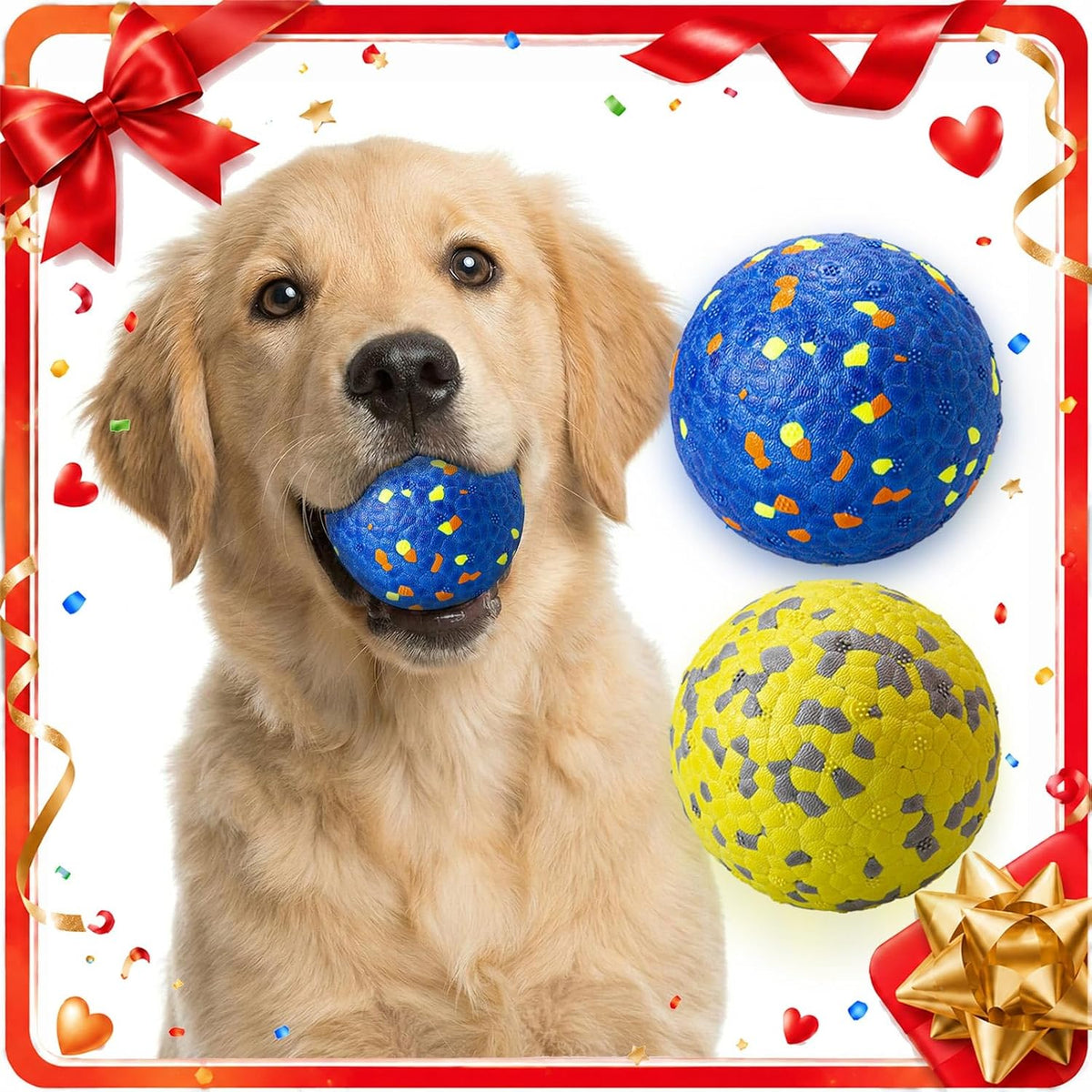 Dog Balls, Indestructible Dog Tennis Balls for Aggressive Chewers – Essentials for Dogs - Blue & Yellow (2-Pack) / Medium (3" diameter) - image 2