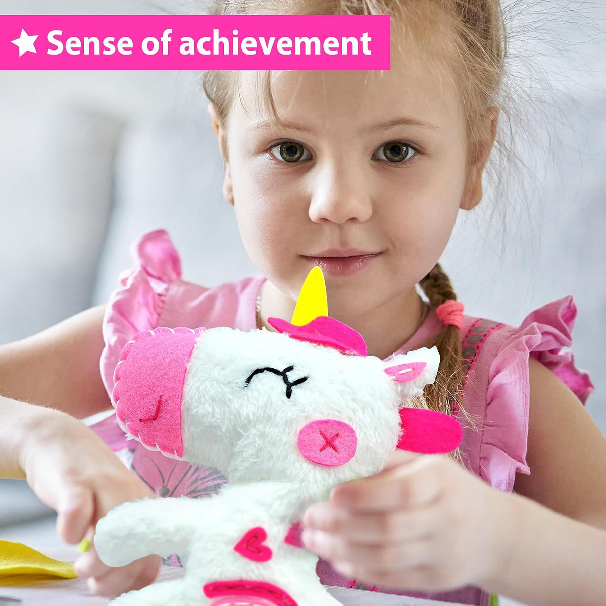 KRAFUN Beginner Sewing Kit, Sew Kitten & Mouse, Pre-Cut Felt - Unicorn - image 4