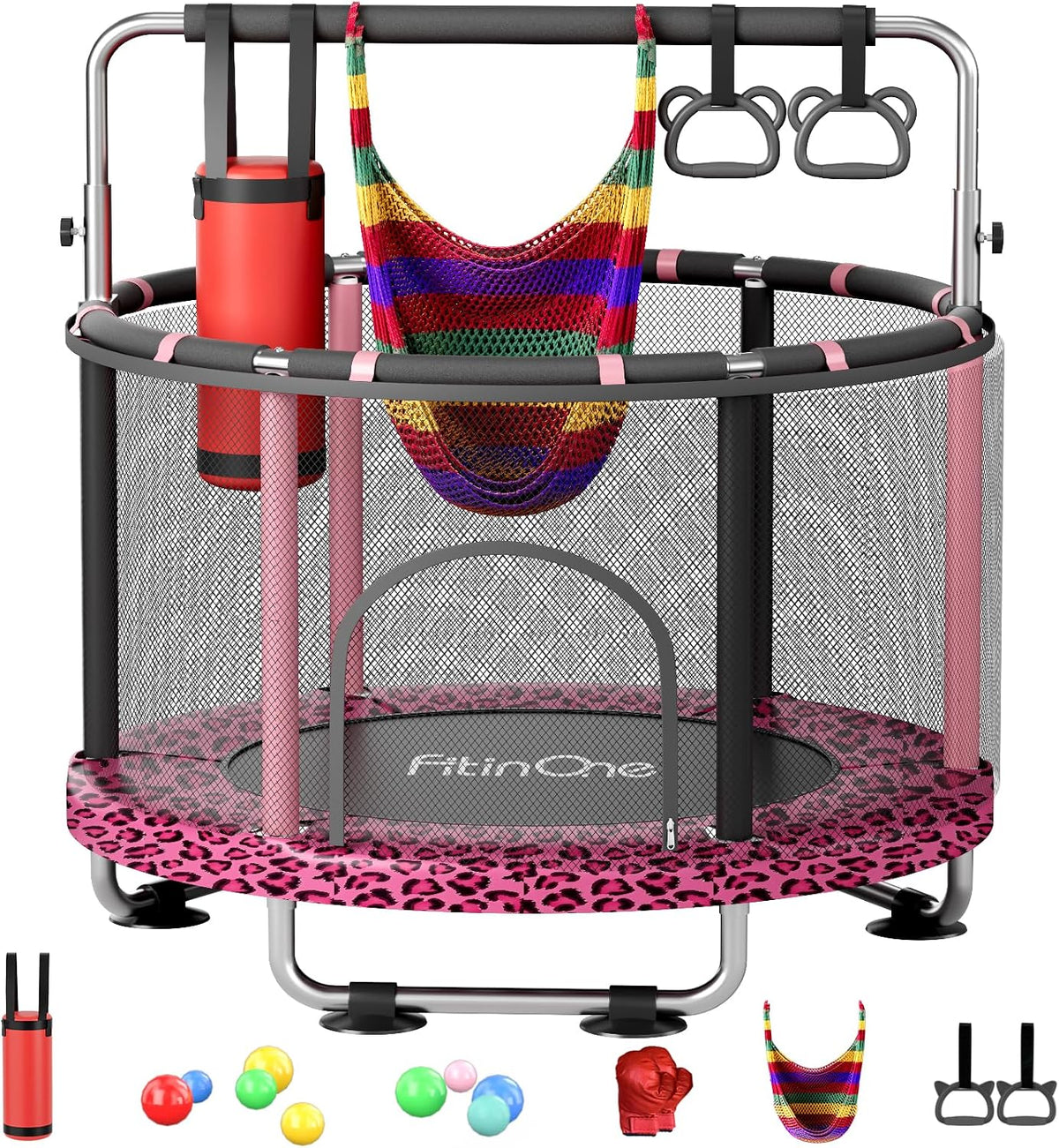 55" Toddler Mini Trampoline for Kids - Leopard