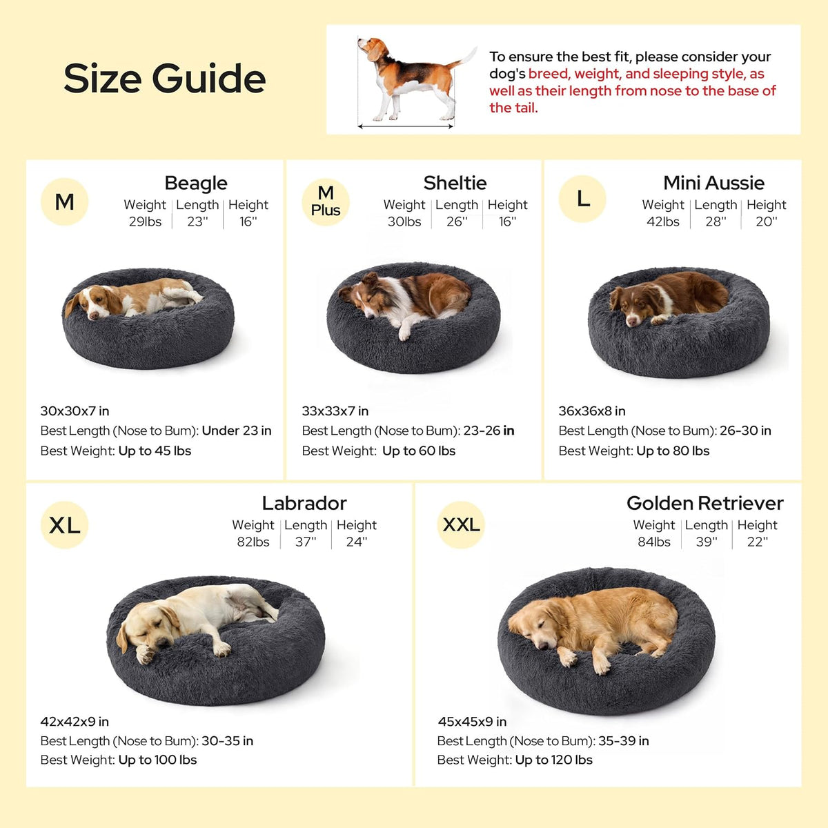 Bedsure SupportMax Calming Dog Beds Large Sized Dog Washable Pet Bed - Camel / M PLUS(33x33x7) - image 4