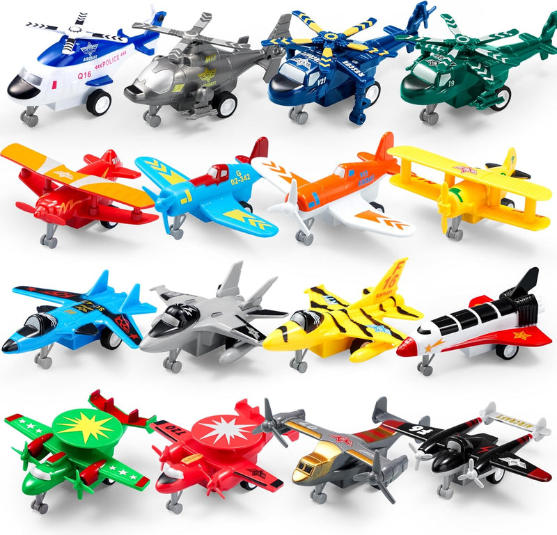 JOYIN 16 Pcs Pull Back Airplane Toys, Boys Plane Playset