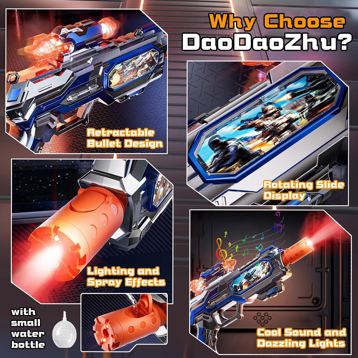DaoDaoZhu Dinosaur Light Up Toy Gun with Sound Effects - Blue - image 2