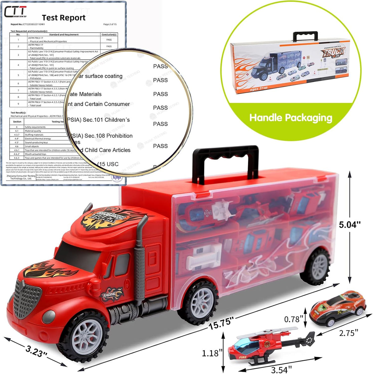 JODUDLR car carrier truck toy with 12 die-cast police and racing cars - view 6