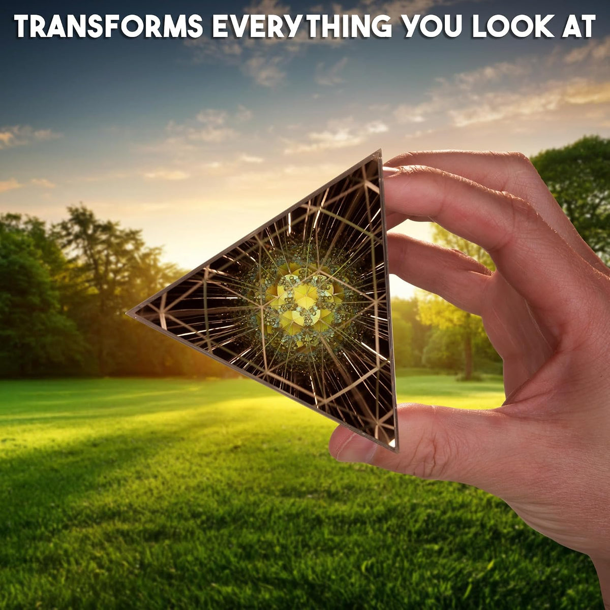 VAT19 Original Kaleido-Sphere mirrored tetrahedron kaleidoscope with sphere on top - view 2