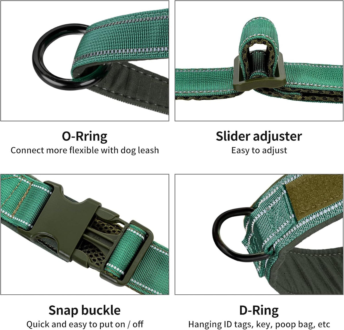 Annchwool No Pull Dog Harness with Soft Padded Handle - M / Reflective-Green Set - image 3