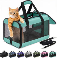 Conlun Cat Carrier Soft-Sided Pets Travel Carriers up to 15 Lbs - Turquoise / 17.0"L x 11.0"W x 11.0"H