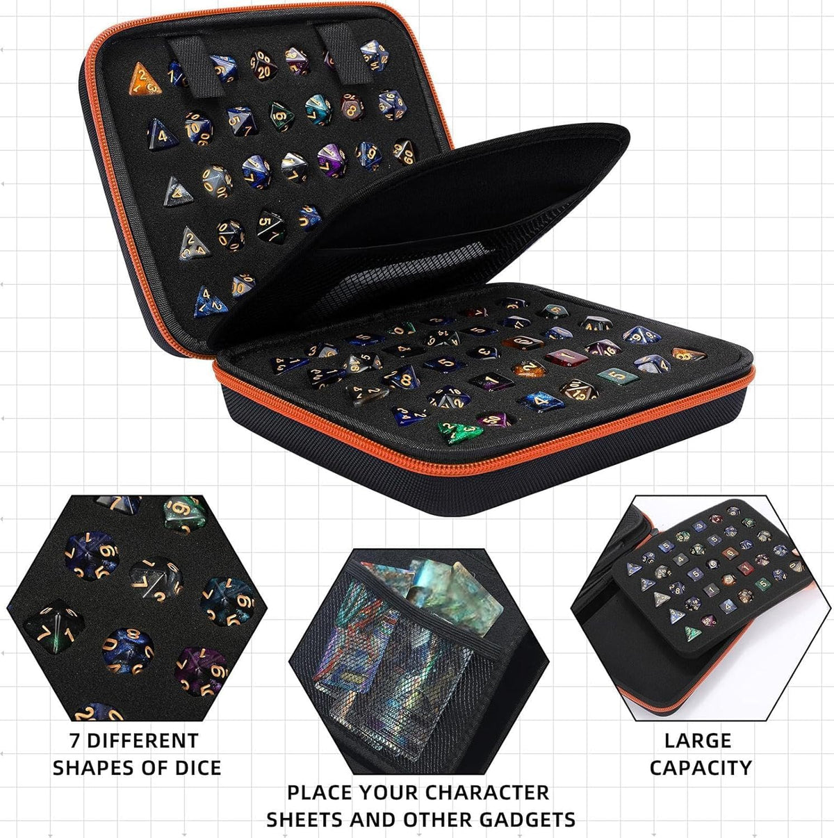 Aoriher 1 Pcs Dice Case with Removable Slotted Tray - Red,Camel - image 3