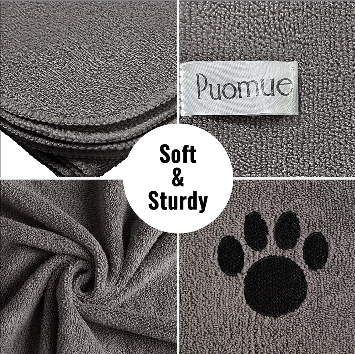 Puomue 2 Pack Microfiber Dog Towels for Drying Dogs - Grey / 40 x 23.6 inches - 1 Pack - image 2