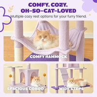MWPO Flower Large Cat Tree, 70.1-Inch Multi-Level Tall Cat Tower for Indoor Cats, Plush Cat Condo with Big Padded Perches, Sisal-Covered Scratching Posts, Hammock, Toys for Kittens & Cats