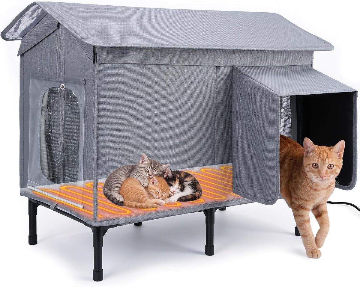Heated Outdoor Cat House Weatherproof - 23.6 x 12.2 x 20.8