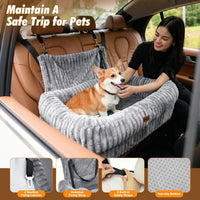 Pawaboo Dog Car Seat Bed, Memory Foam Booster for Medium/Large Dogs, Beige – Essentials for Dogs - Gray - image 4