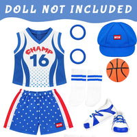 ARTST 18 inch doll soccer outfit with shirt, shorts, socks, headwear, shoes and mini soccer ball - view 8