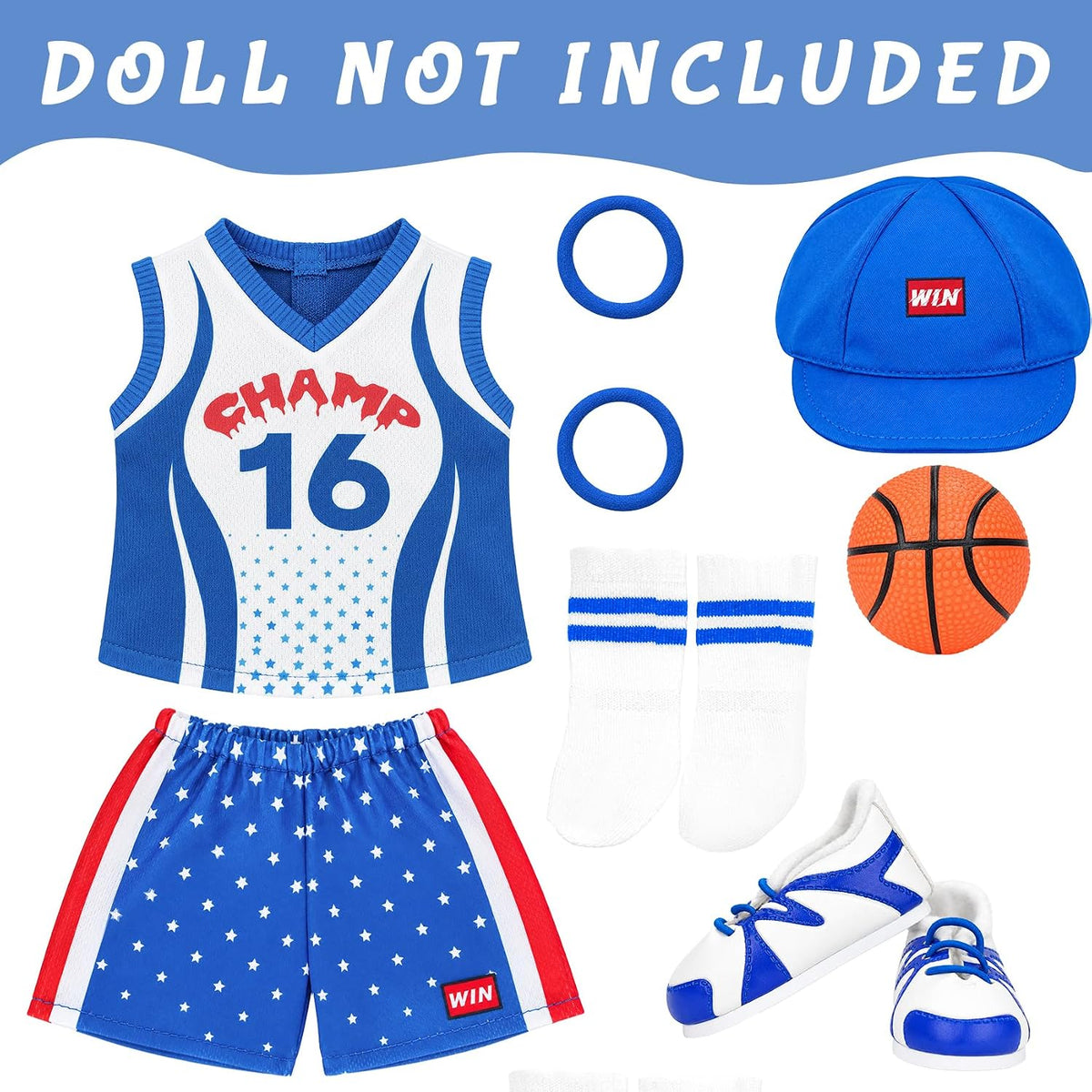 ARTST 18 inch doll soccer outfit with shirt, shorts, socks, headwear, shoes and mini soccer ball - view 8