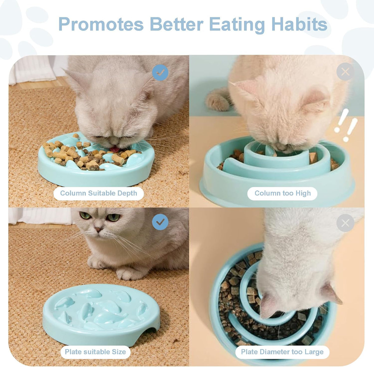 Slow Feeder Bowl for Cats and Small Dogs - Blue - image 3