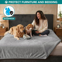 PetAmi Waterproof Dog Blanket Puppy Couch Bed Cover Queen 90x90 - Light Gray / Large (40x60) - image 2