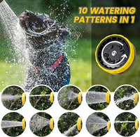 Dog Wash Hose Attachment, 10-in-1 Spray Mode Pet Shower Soap Sprayer with Grooming Comb Rubber Brush, Hose Nozzle with 100cc Soap Dispenser, for Watering, Car Wash, Dog and Horse Showering (Yellow)