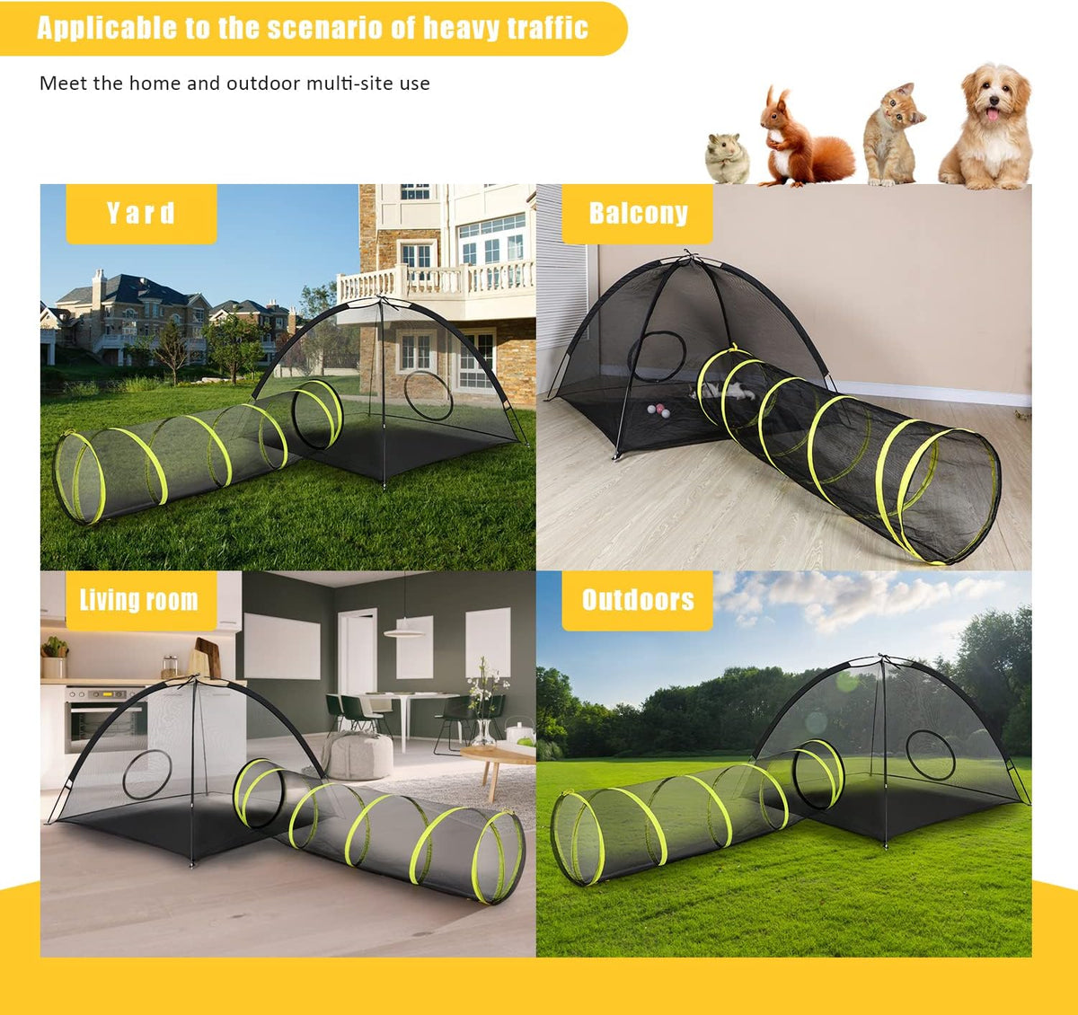 Outdoor Cat Enclosures for Indoor, Portable Mesh Tent - 2PC Cat House with Tunnel - image 4