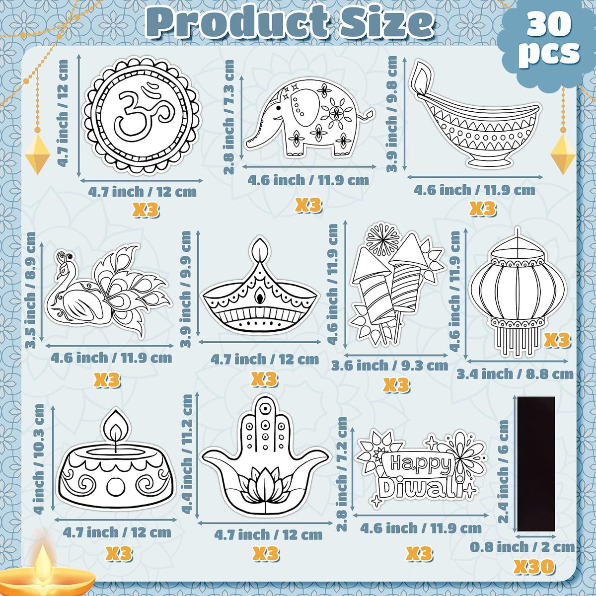 X1zuue fall leaf color your own magnet craft kit, 30 sets with maple and oak leaves - view 12
