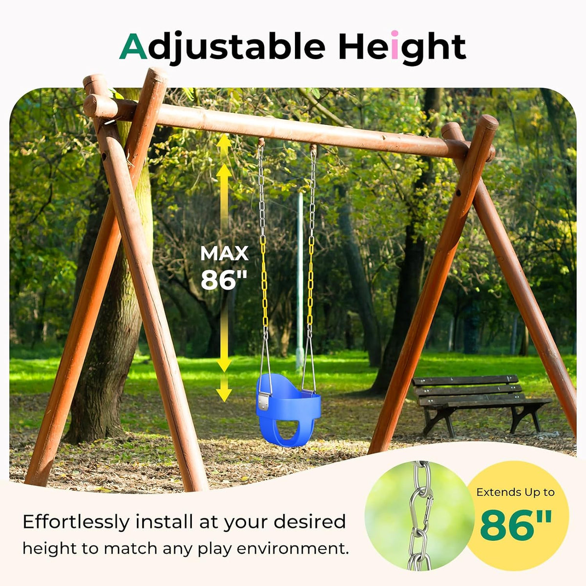 DECORLIFE Toddler Swing, Baby Swing Outdoor - Blue - 1 Pack - image 4
